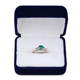 14K Yellow Gold Setting with 0.45ct Emerald and 0.30ct Diamond Ladies Ring