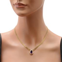 14K Yellow Gold Setting with 2.82ct Amethyst and 0.48ct Diamond Necklace