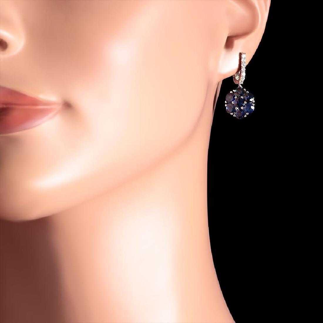 14K White Gold 5.72ct Sapphire and 0.45ct Diamond Earrings