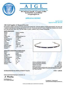 14k White Gold 3.99ct Sapphire 0.88ct Diamond Bracelet