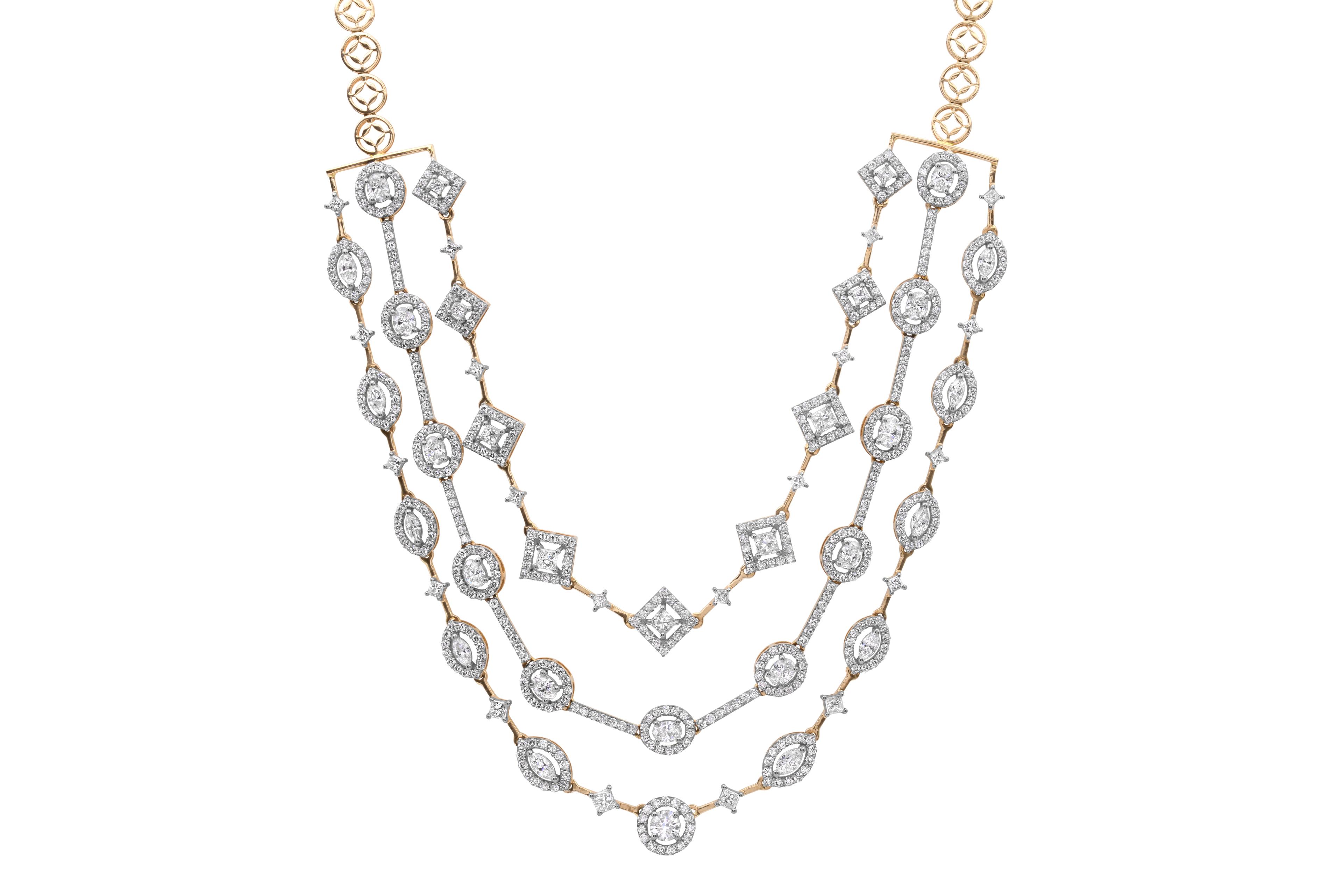 14K Rose Gold 15.59tcw Diamond Necklace and Earring Set