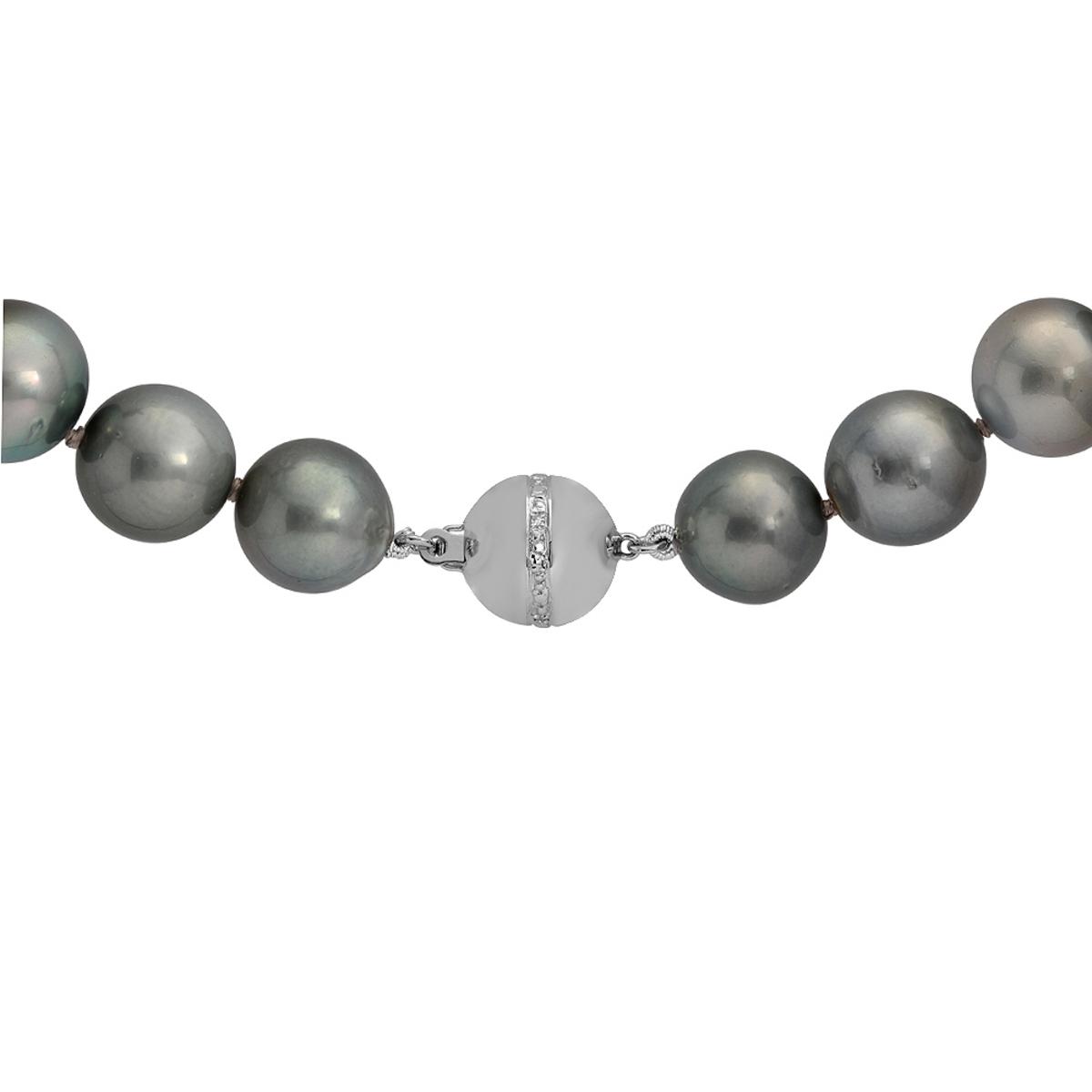 12-14.5mm Natural Black Pearl Necklace