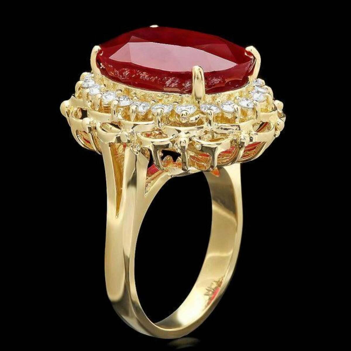 14K Yellow Gold 15.78ct Ruby and 0.70ct Diamond Ring