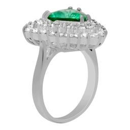 14k White Gold 2.31ct Emerald 1.71ct Diamond Ring
