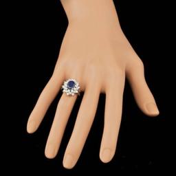 14K White Gold 2.10ct Sapphire and 1.41ct Diamond Ring