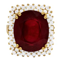 14k Yellow Gold 15.10ct Ruby 1.50ct Diamond Ring