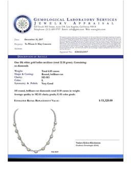 14k White Gold 6.05ct & 11.10ct Diamond Necklace
