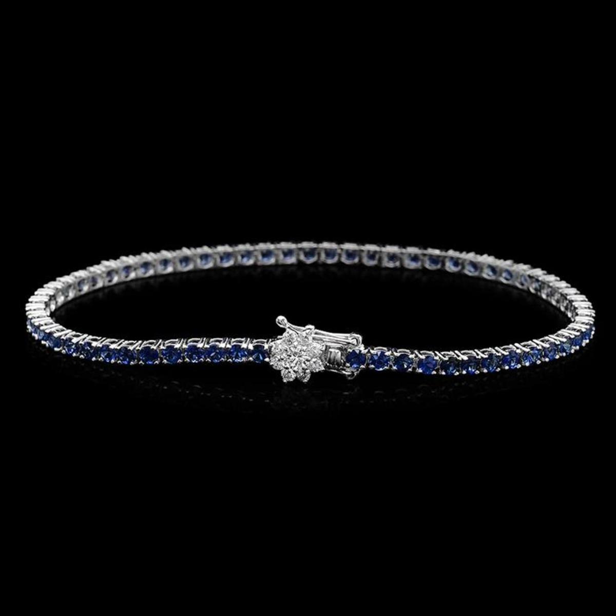 14K Gold 4.73ct Sapphire 0.43ct Diamond Bracelet