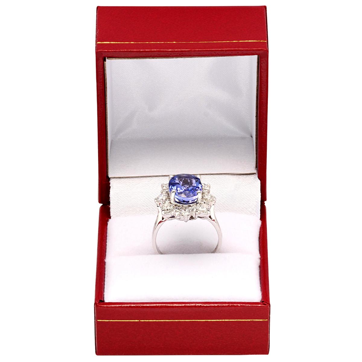 14k White Gold 4.68ct Tanzanite 1.51ct Diamond Ring