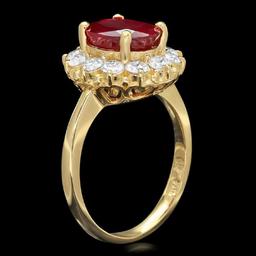 14K Yellow Gold 3.03ct Ruby and 0.96ct Diamond Ring