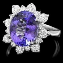 14K White Gold 4.89ct Tanzanite and 1.12ct Diamond Ring