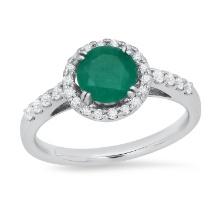 Platinum Setting with 1.00ct Emerald and 0.26ct Diamond Ladies Ring