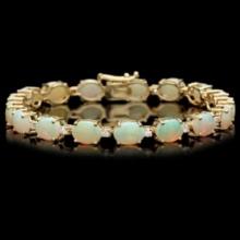 14k Gold 15.13ct Opal 0.79ct Diamond Bracelet