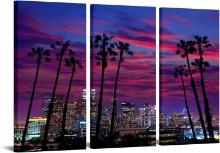 3 Piece USA Los Angeles Landscape Canvas Wall Art, Size: 16''x32''x3panel, Retail $100.00