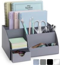 Grey Desk Organizer, 9 Compartments, Office Supplies and Desk Accessories Organizer, $30.99 MSRP