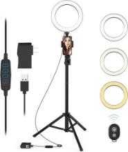 9 Inch Dimmable LED Ring Light with Phone Holder and 50'' Extendable Tripod Stand, $29.99 MSRP