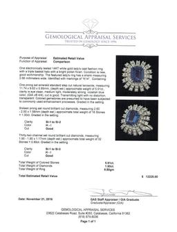 5.91 ctw Tanzanite and Diamond Ring - 14KT White Gold
