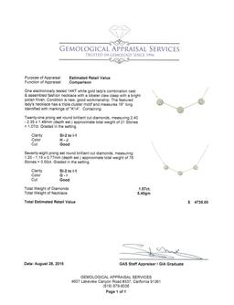 1.57 ctw Diamond Necklace - 14KT White Gold