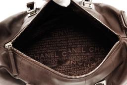 Chanel Brown Leather Square Stitch CC Boston Bag