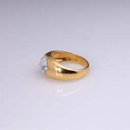 18k Yellow Gold & Custom Cut Moissanite Ring by Carlo Rici