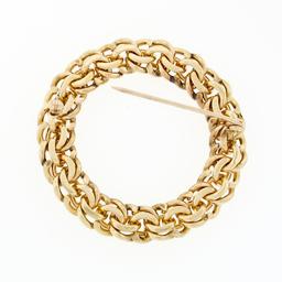 Vintage Tiffany & Co. 14k Yellow Gold Multi Chain Link Circle Wreath Brooch Pin