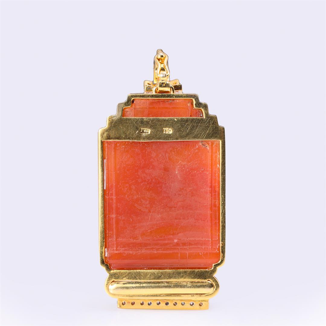 Pendant With Antique Chinese Qing Dynasty Glass Panel of Confucius
