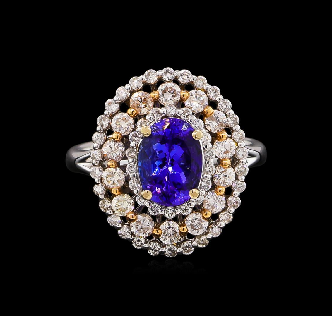 14KT Two-Tone Gold 1.73 ctw Tanzanite and Diamond Ring