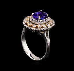 14KT Two-Tone Gold 1.73 ctw Tanzanite and Diamond Ring