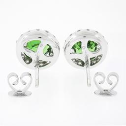 NEW 18k White Gold 2.55 ctw Round Brilliant Tsavorite Stud Earrings & Diamond Ha