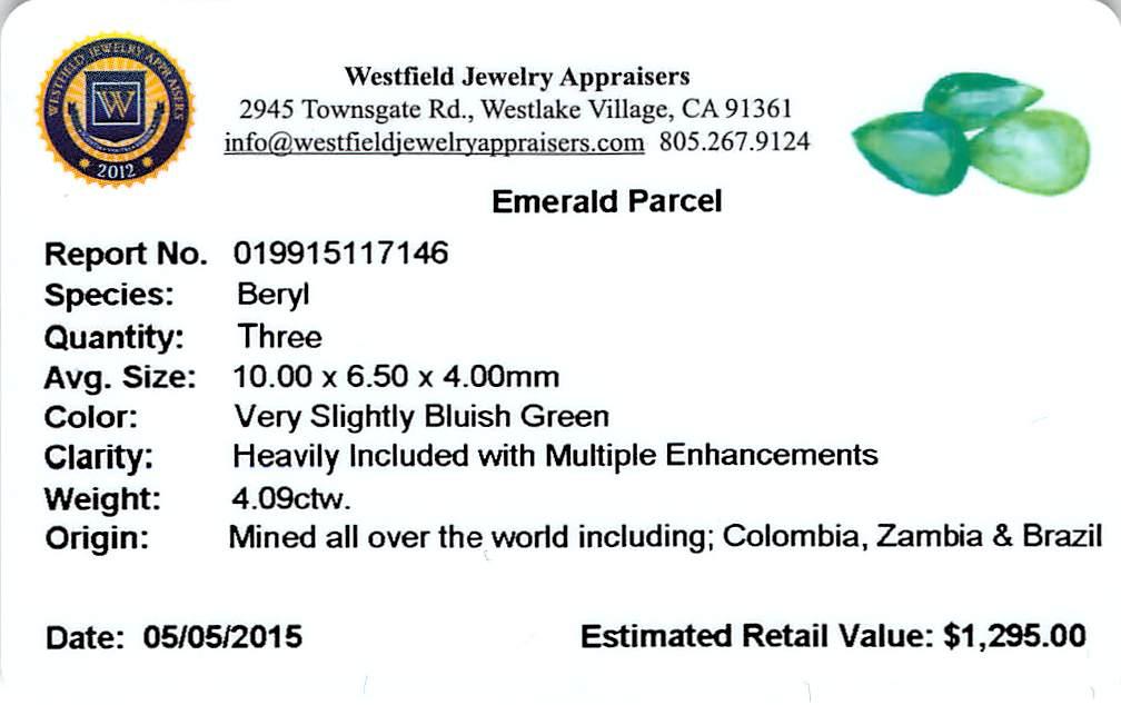 4.09 ctw Pear Mixed Emerald Parcel
