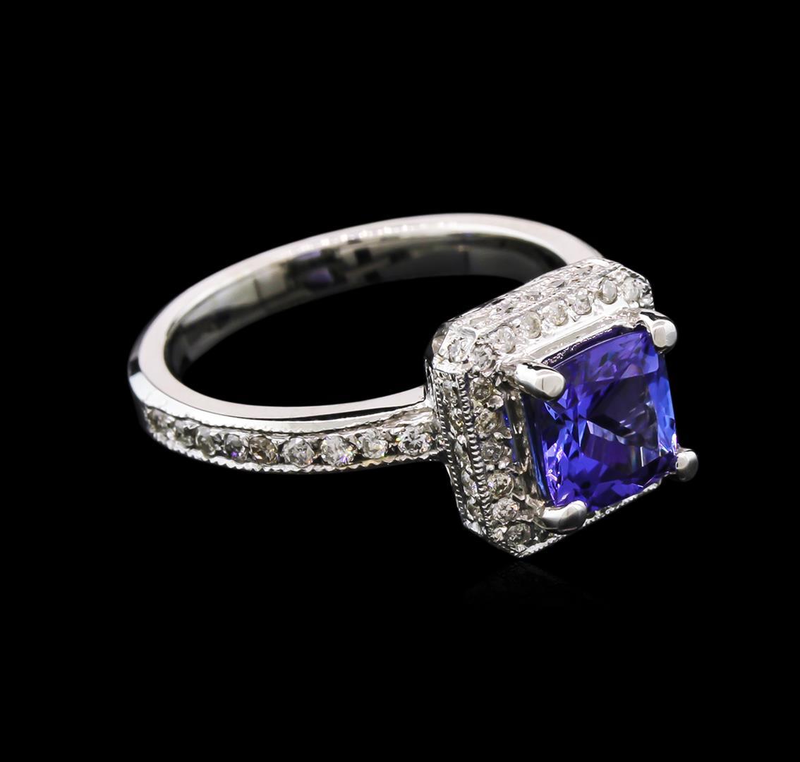 1.75 ctw Tanzanite and Diamond Ring - 14KT White Gold