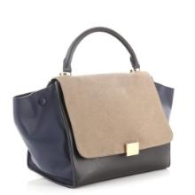 Celine Tricolor Trapeze Bag Suede Medium Neutral