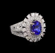 14KT White Gold 2.20 ctw Tanzanite and Diamond Ring