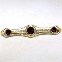 Antique Art Nouveau 14k Yellow Gold 2.20 ctw Old Round Garnet Filigree Pin Brooc