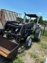FORD 3600 TRACTOR WITH FRONT END LOADER W/BUCKET, HOURS SHOWING: 4497,