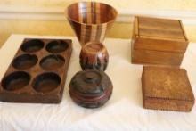 Large Quantity of Wooden Hand Carved Items