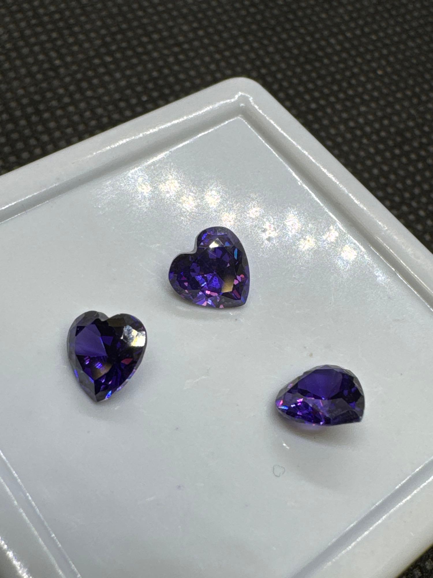 3x Heart Cut Purple Tourmaline Gemstones 3.85 Ct