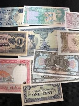 Foreign Banknotes Laos, Ghana, Haiti