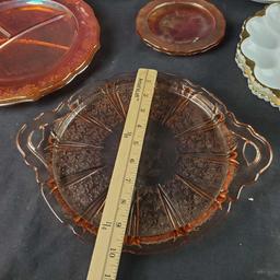 Lot of misc. dishware plates/platters carnival glass china RW Alfred Meakin