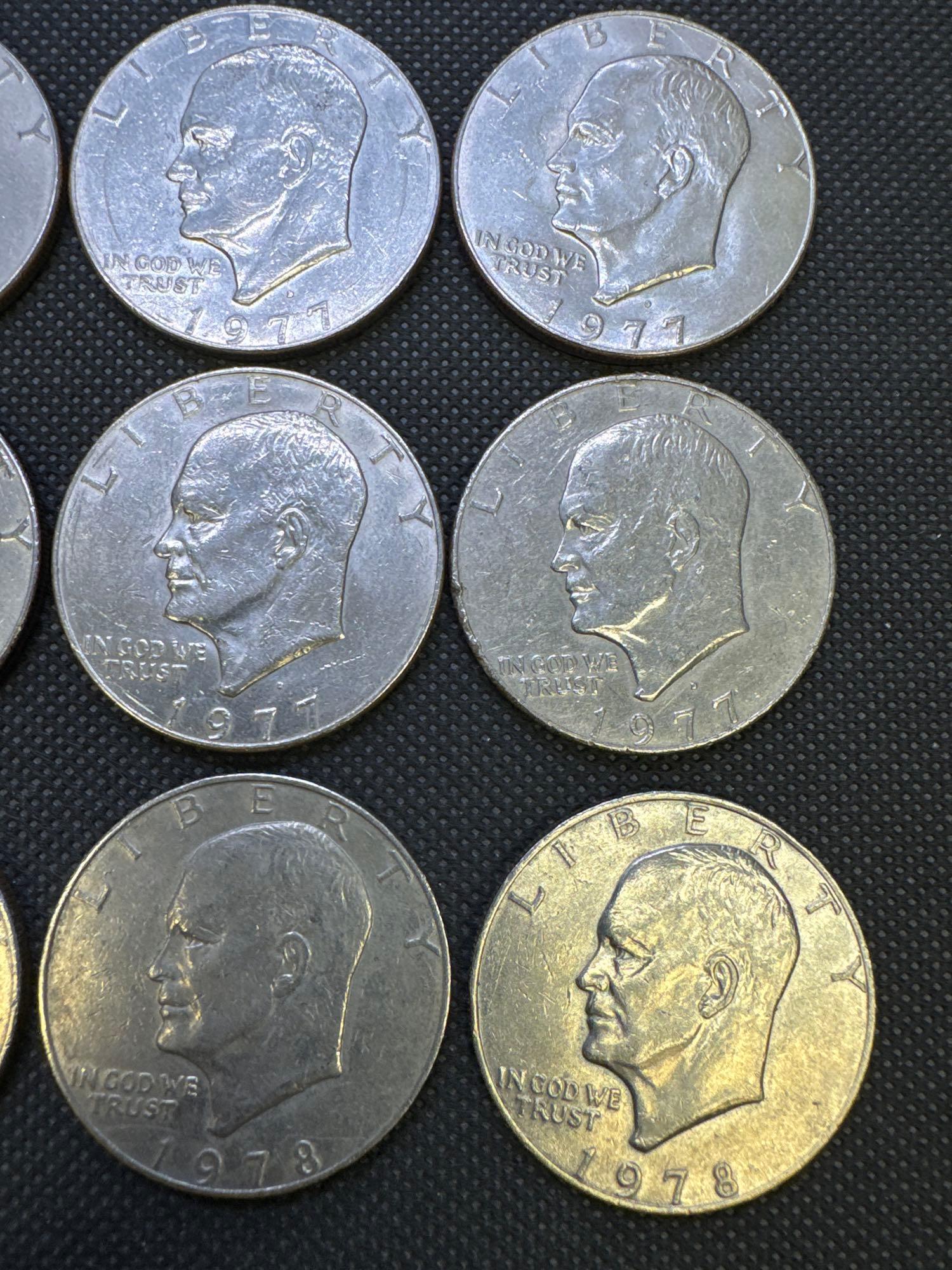 12 Eisenhower Dollar Coins 1977-1978 272.0 Grams