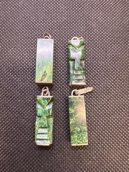 4x Silver 925 And Emerald Pendants