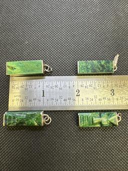 4x Silver 925 And Emerald Pendants