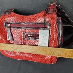 M.C. genuine leTher handbag red/black