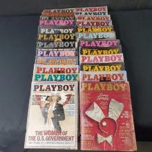 Lot approx. 24 Playboy adult magazines.1970s-80s