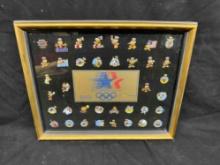 Framed 1984 Olympic Games Collector Pins Ltd 4956 OF 30,000