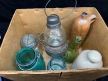 Assorted Glassware Jars, Bottles, Lantern more