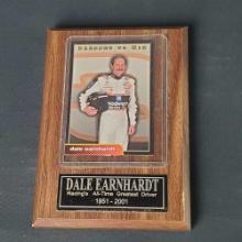 Small Dale Earnhardt wooden placard with Dressed to Win card