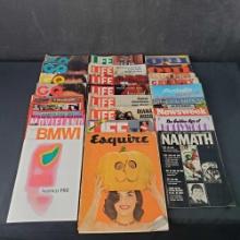 Box of approx.25 misc. magazines Life GQ OUI Time Gallery Esquire some vintage