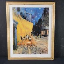 Framed artwork print titled The Cafe Vincent Van Gogh