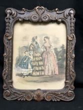 French Fashion Print Jules David Victorian Framed Lithograph Victorian Era Society Ladies